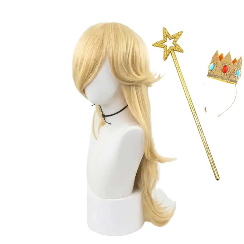 วิกผมและของตกแต่ง.Cosplay Galaxy Princess Rosalina พร้อมไม้กายสิทธิ์และเครื่องประดับ