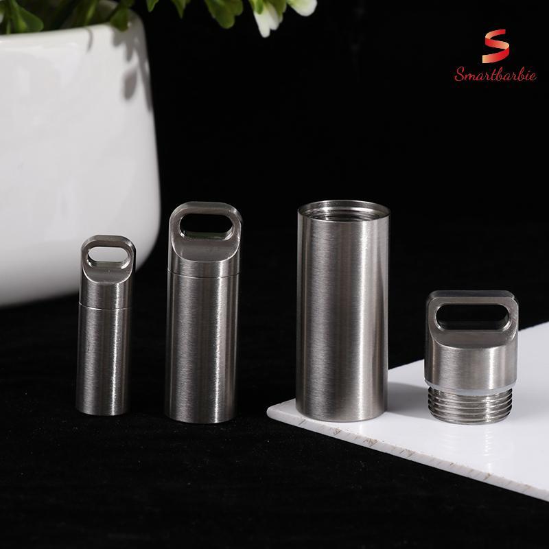 {Smartbarbie} Titanium Mini Waterproof Pill Box Portable Pill Container Pill Storage Case ใหม่