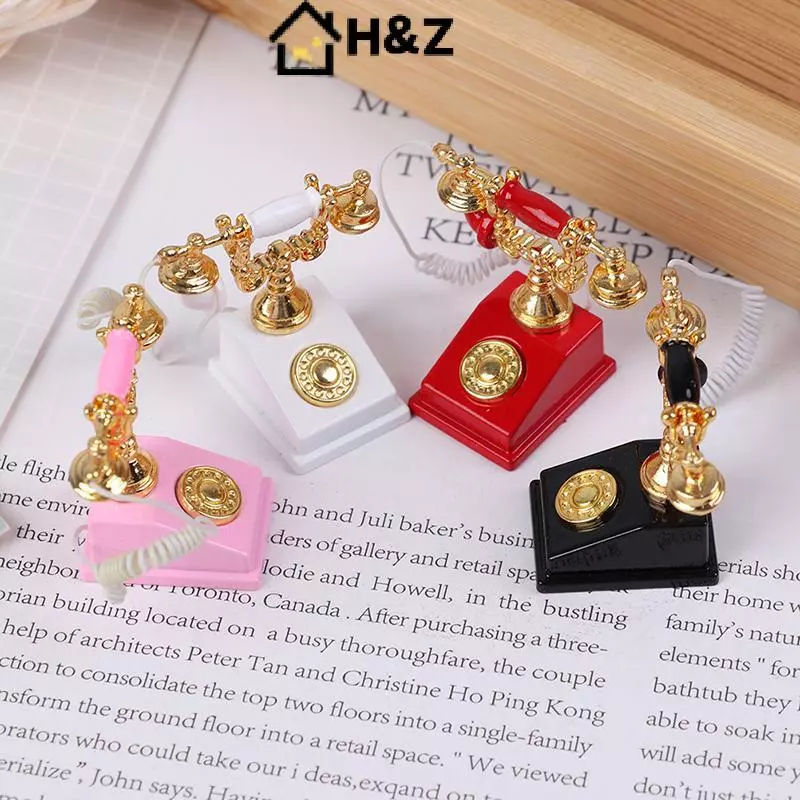 H & Z โทรศัพท์ย้อนยุคจิ๋ว 1:12 สำหรับตุ๊กตา