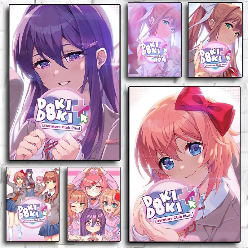 อะนิเมะเกม DDLC D-Doki โปสเตอร์ตกแต่งห้องกันน้ํา Sticky สําหรับ Home Bar Wall Art ตกแต่งสํานักงานห้อ