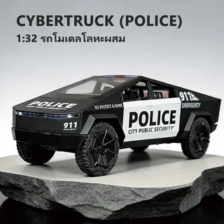 โมเดลรถ TESLA CYBERTRUCK POLICE อัลลอยของเล่นของขวัญวันเกิดสําหรับเด็กผู้ชาย