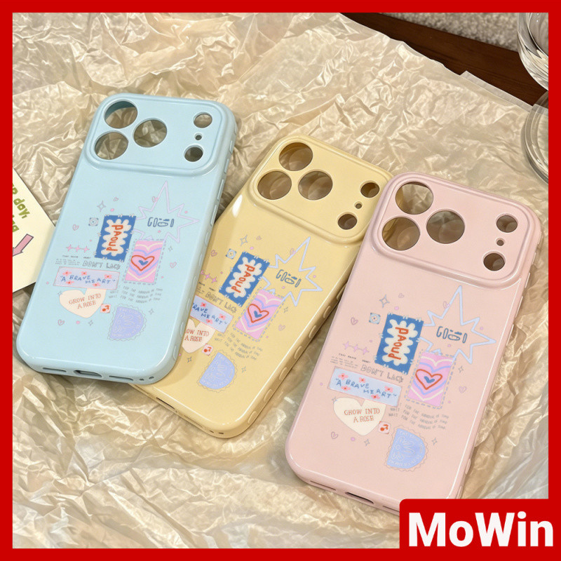 MoWin - เคสโทรศัพท์ รูปหัวใจ เนื้อนุ่มเงา ใช้ได้กับเคส iPhone 11 เคส iPhone 17 Pro Max ป้ายสไตล์เกาห