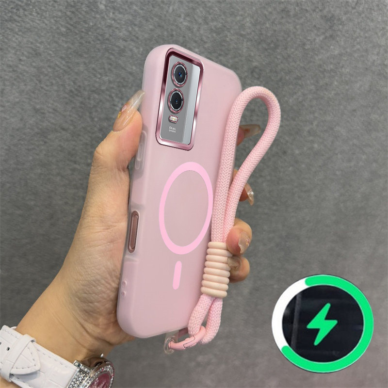 เหมาะสําหรับ Vivo Y76 5G Y76S Y77 5G Y77E 5G Y72 5G เคสโทรศัพท์มือถือพร้อม TPU anti drop soft shell สายคล้อง 0046