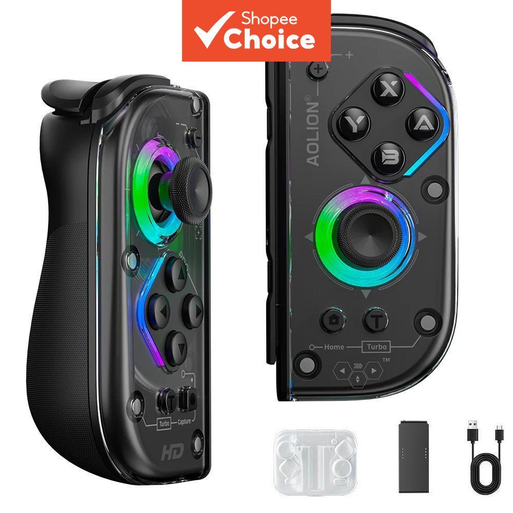 AOLION จอยเกมไร้สายแบบคู่พร้อมเซ็นเซอร์ฮอลล์สําหรับ Nintendo Switch