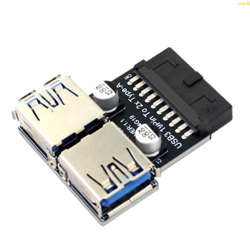 (ส่วนลดสูง)oyalking.th 19Pin to Double USB Adapter Connectors USB Connectors เมนบอร์ด 19 20Pin to US