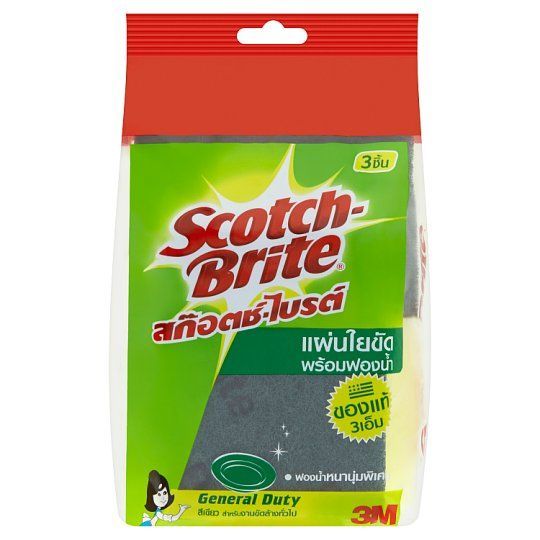 [สินค้าส่งด่วน] สก็อตช์ไบรต์เล็กฟองน้ำ 3X4 PK2+1 SCOTCH BRITE SPONGE 3X4 PK2+1