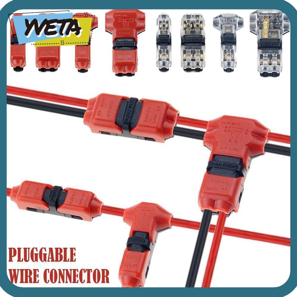 YVETA 1 ชิ้นสายไฟ Crimp, 8-22AWG การเชื่อมต่อสายเคเบิล Strip Pluggable Wire Connector, กันน้ํา 2Pin 