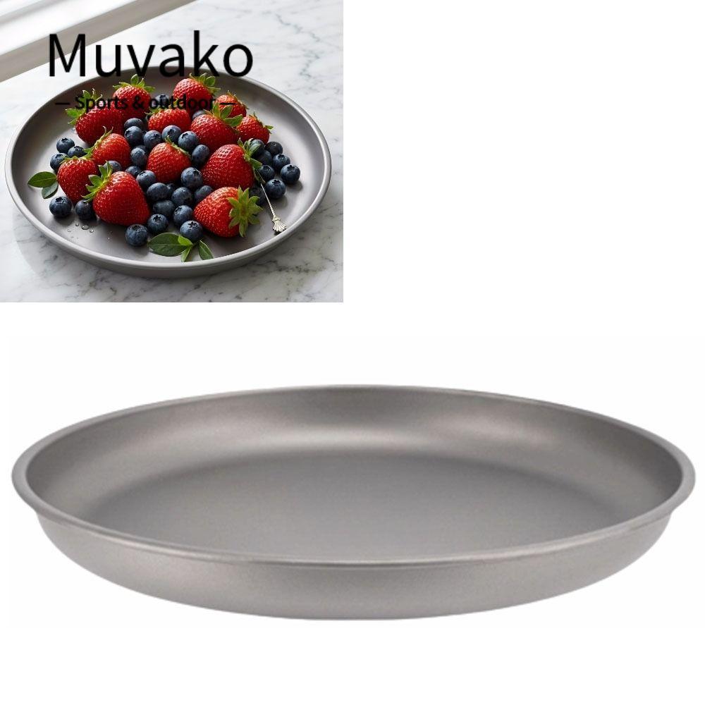 MUVAKO Titanium กระทะ, 1000ML/1500ML Stackable Titanium Plate, ทนทานรอบนํากลับมาใช้ใหม่แบบพกพา Campi