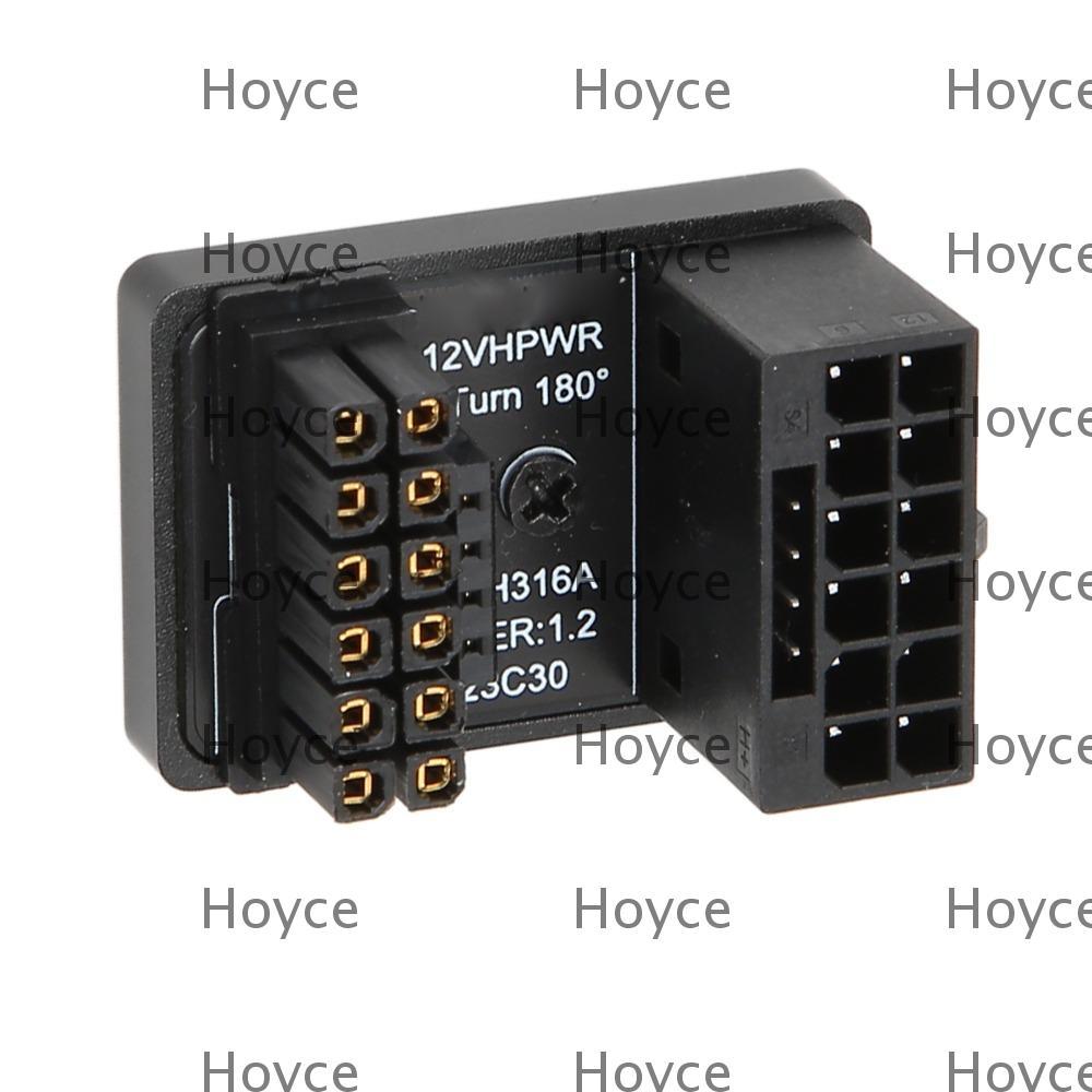 HOYCE GPU PCIe Connector, 12 + 4 พิน 180 องศามุม GPU Power Adapter, ปลั๊กแอนด์เพลย์ที่ทนทาน PH316 Ty
