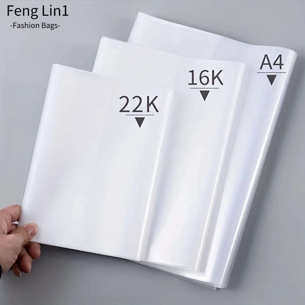 FLIN 10PCS พลาสติกปกหนังสือ,กันน้ํา A4/16K/A5 โปร่งใสปกหนังสือ,อุปกรณ์เครื่องเขียนปิดกาวในตัวทนต่อการสึกหรอหนังสือ PVC ฝาครอบป้องกัน