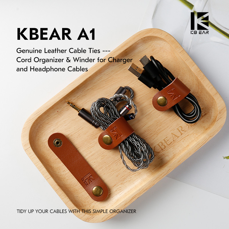 KBEAR A1 สายผูกหนังแท้สาย Organizer & Winder สําหรับ Charger และสายหูฟังสําหรับ ST12 ST12plus NEON