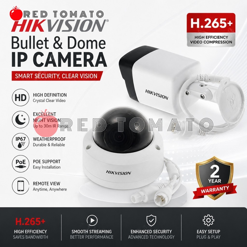 RED TOMATO HIKVISION 2MP / 4MP / 5MP / 6MP EXIR กล้องเครือข่าย PoE รองรับกล้อง IP กล้องรักษาความปลอด
