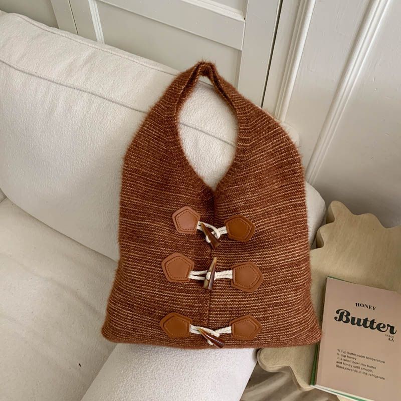 Tote Knit Retro Lazy Commuter ความจุขนาดใหญ่
