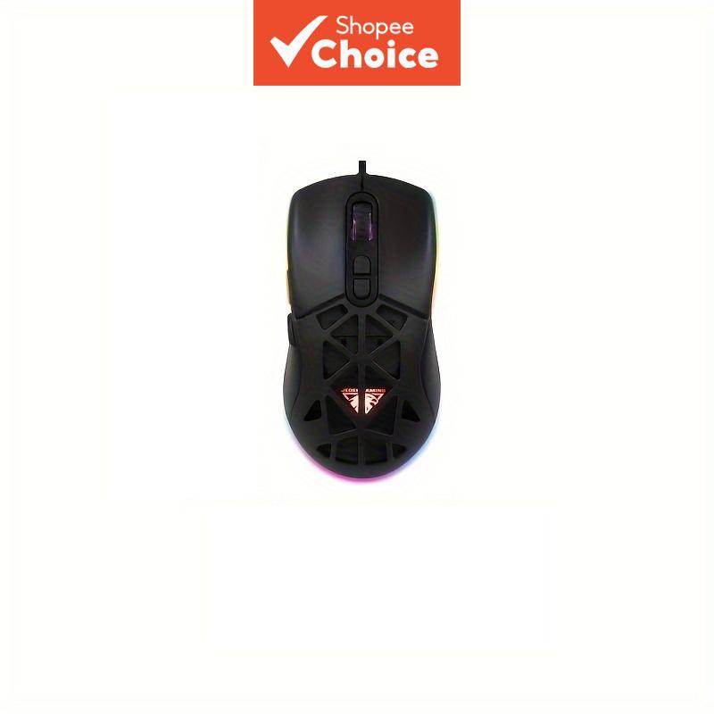 เมาส์เกมมิ่งออปติคอลมีสายพร้อมฝาครอบด้านหลังแบบถอดได้และมีไฟ RGB สําหรับคอมพิวเตอร์เดสก์ท็อป PC