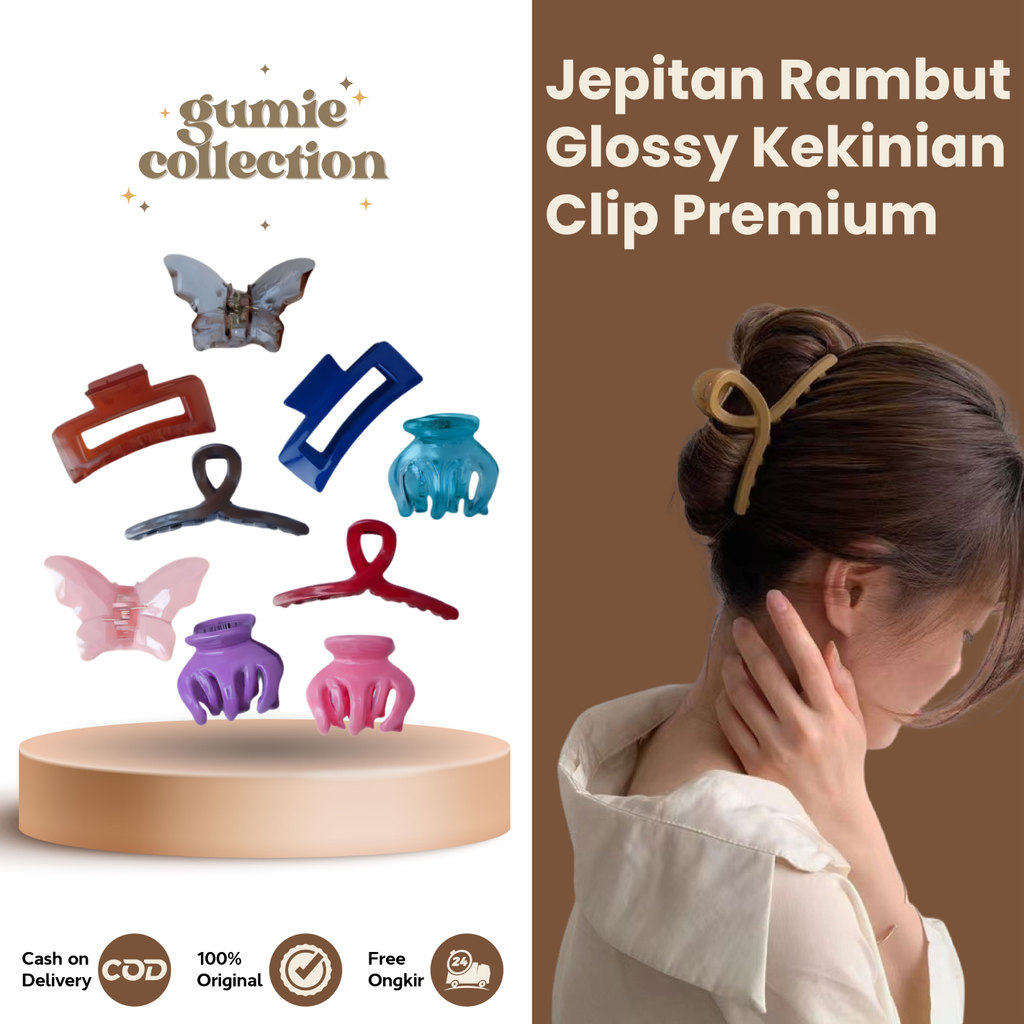 GC - CUTE FASHION STYLE GLOSSY HAIR CLIP / PREMIUM HAIR CLIP ACCESSORIES HAIR CLAW CLIP MODEL