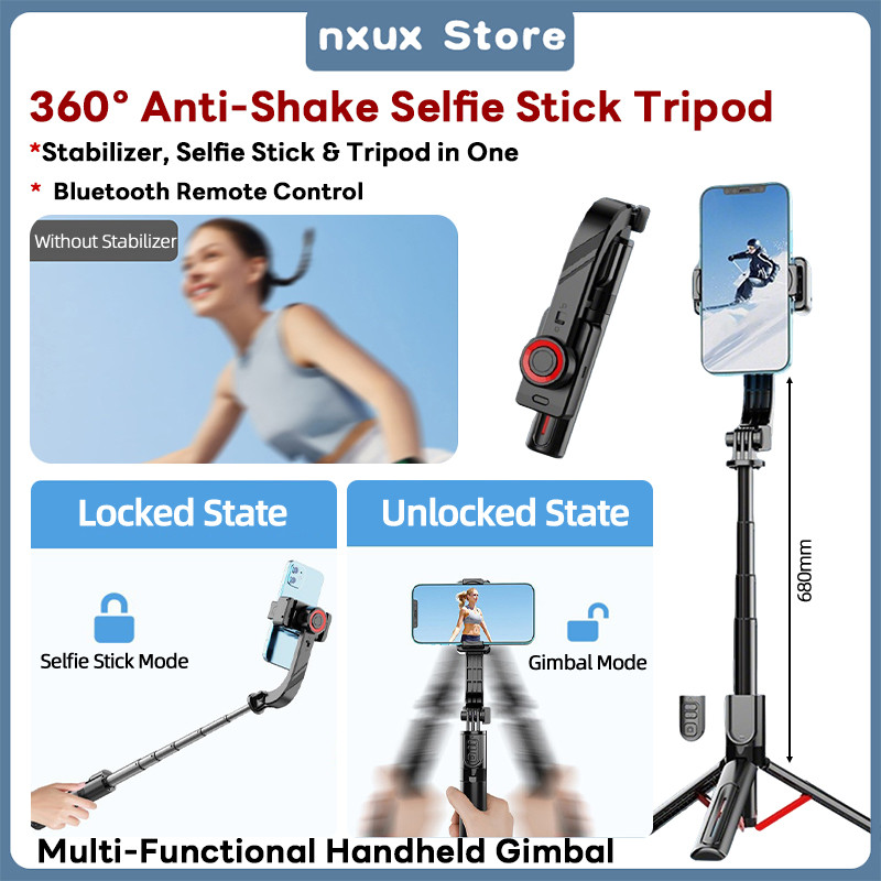 หมุนมือถือ Gimbal สมาร์ทโฟน Bluetooth มือถือ Stabilizer กับขาตั้ง Selfie Stick พับ Gimbal สำหรับสมาร