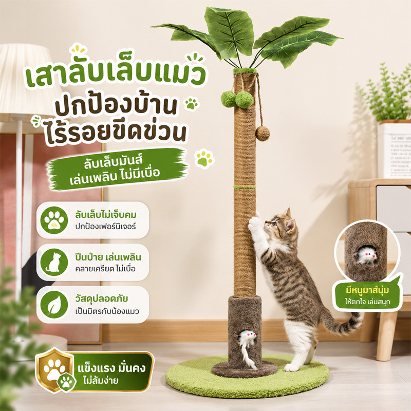 ที่ฝนเล็บแมว เสาลับเล็บแมว ของเล่นแมวเล็ก หนูซ่อนเร้น ขนาดเล็กไม่ใช้พื้นที่ สไตล์ทะเลวันหยุด