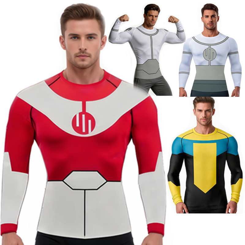 Invincible อะนิเมะคอสเพลย์ Rash Guard BJJ การบีบอัดฟิตเนสเสื้อยืด Unisex Jiu-Jitsu การฝึกอบรมเกียร์ 