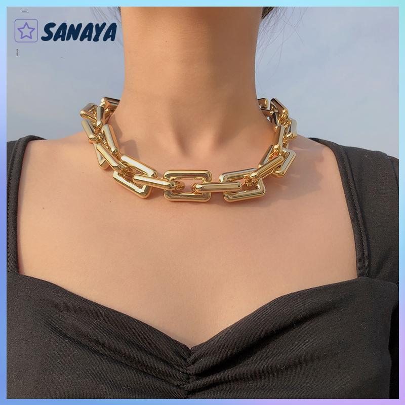 Dwi Punk hip hop Choker สร้อยคอโซ่หนาเครื่องประดับแฟชั่นเสน่ห์