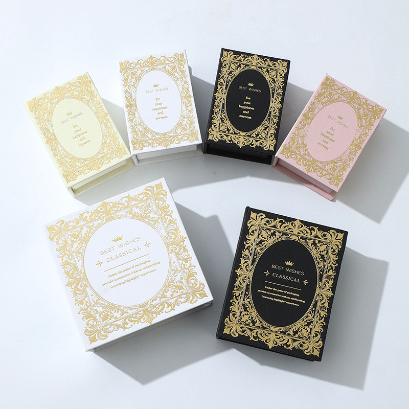 หนังสือรูปกล่องเครื่องประดับวินเทจพิมพ์กล่องของขวัญสําหรับต่างหูแหวนสร้อยคอการจัดเก็บ