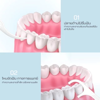 LoomLab หมขัดฟัน2IN1ชนิดด้าม(50/150/250ชิ้น/กล่อง)ทางการแพทย์ ไม้จิ้มฟันพลาสติก ไหมขัดฟันแบบแท่ง แปรงขัดซอกฟัน แปรงสีฟัน