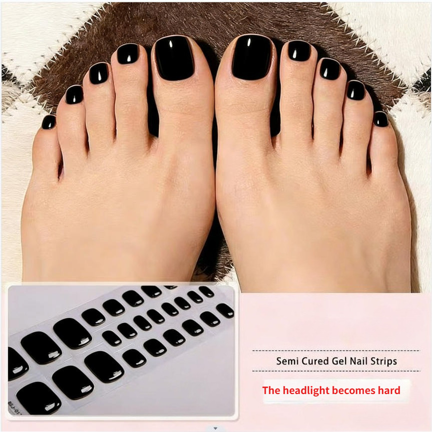 34/26Tips Toe เจลเล็บสติกเกอร์ Hardens พร้อมโคมไฟ UV Curing สติกเกอร์เจลกันน้ําติดทนนานคลุมทั้งหมด Wraps แถบเท้า