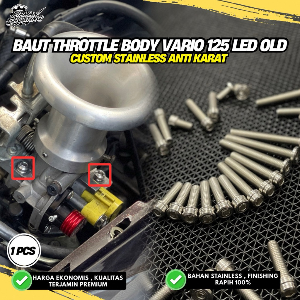 TB THROTTLE BODY BOLT HONDA VARIO 125 150 LED OLD CUSTOM STAINLESS ANTI-RUST M6X20 (1 ชิ้น)