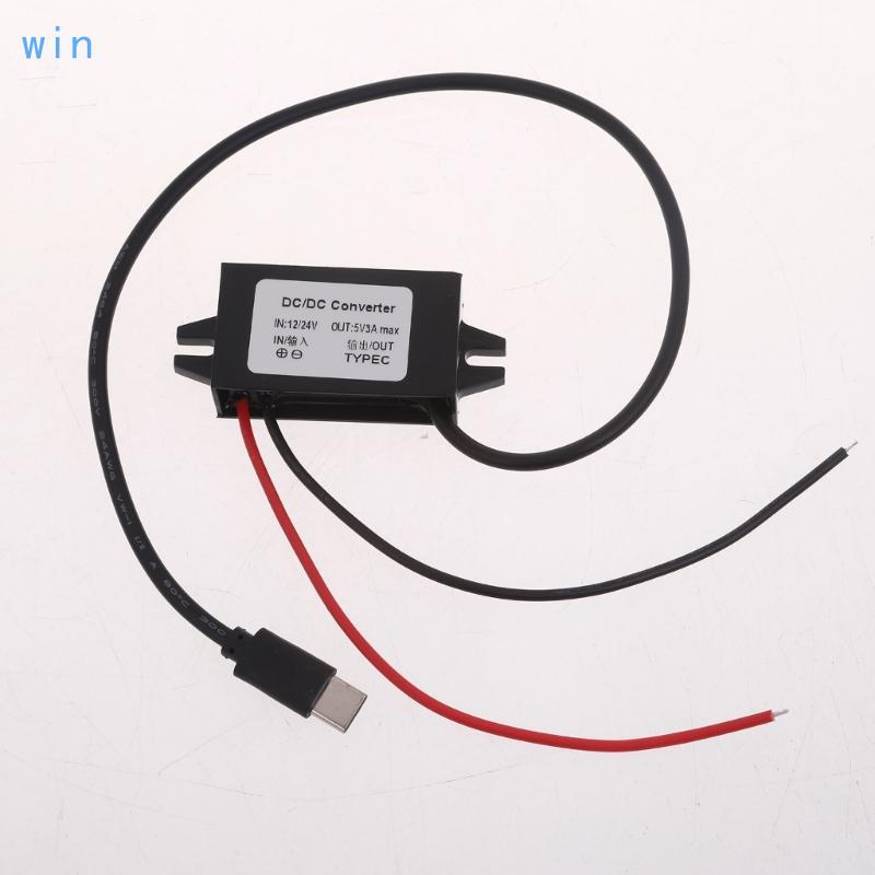 Win DC12V ถึง Type C 5V 3A USB Buckk โมดูลขั้นตอนลง DCDC 8-23V Converter Regulator