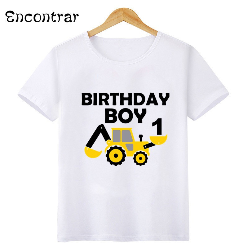 2026Name Custom, Excavator Boys T เสื้อ 1 2 3 4 5 6 7 8 9 ปีวันเกิดปรับแต่งชื่อเสื้อยืดเด็กน่ารักเด็