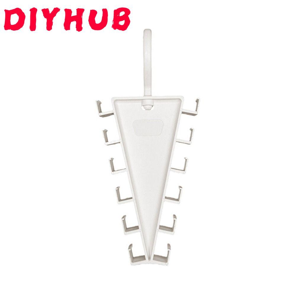 DIYHUB ไม้แขวนเสื้อสองด้าน, หมุนได้ประหยัดพื้นที่ V รูปแขวน, ติดผนังแบบพกพา 12 ตะขอ Multi Hook Organizer