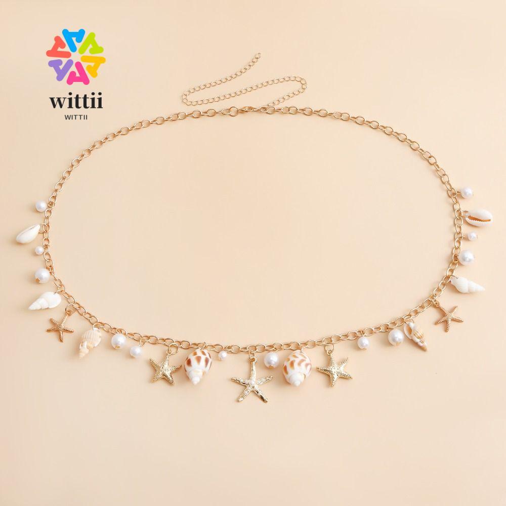 WITTII สร้อยเอวดีไซน์โบฮีเมียน, เพียร์ลลายโปร่งสำหรับสาวทะเล, แฟชั่นสร้อยเอวเชื่อมลิ้งสำหรับผู้หญิง