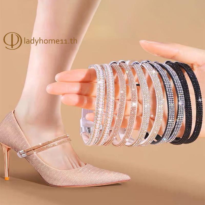 ONELADY ข้อเท้าถือหลวม Anti-skid Bundle Laces Tie สายรัดผู้หญิง Rhinestone Shoelaces ฟรีสามเหลี่ยม Bundle รองเท้าส้นสูงเข็มขัดรองเท้า TH