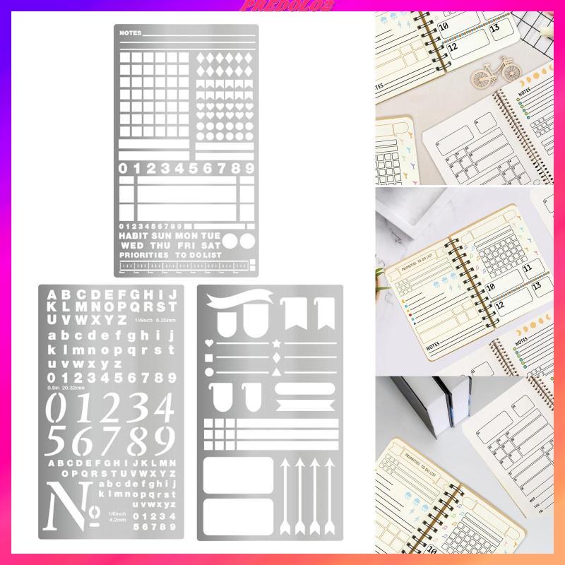 [Predolo2] Metal Journal Stencil Drawing Stencil Template Planner Stencil สําหรับการวางแผนไดอารี่
