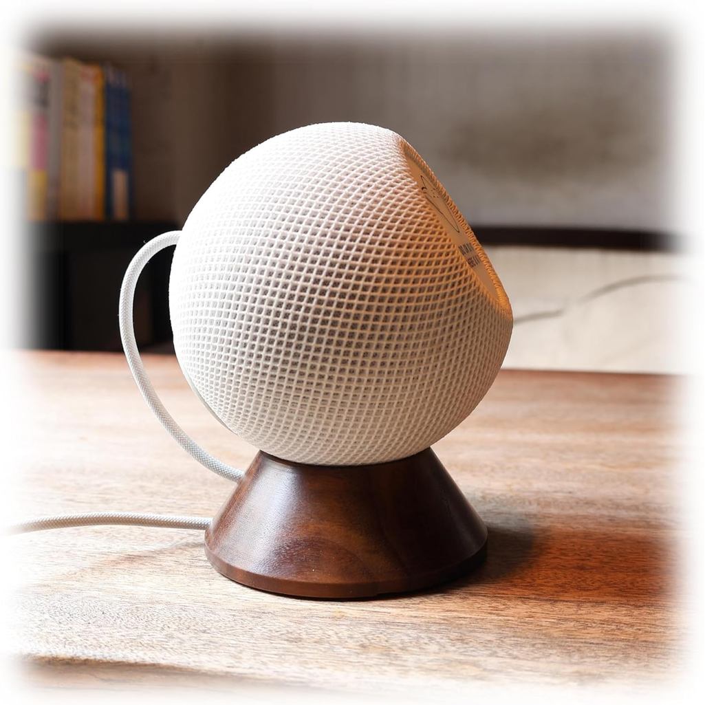 ขาตั้งวอลนัทสีดําสําหรับ Apple HomePod Mini, การจัดการสายเคเบิลในตัว, ตัวยึดเดสก์ท็อปสําหรับ homepod