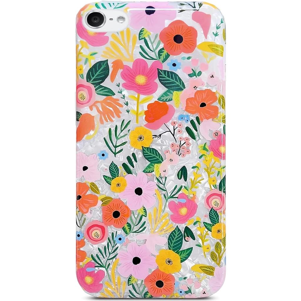 J.west iPod Touch 7th Generation Case, iPod Touch 6th 5th Case,น่ารักดอกไม้Glitter Pretty Pearly-Lus