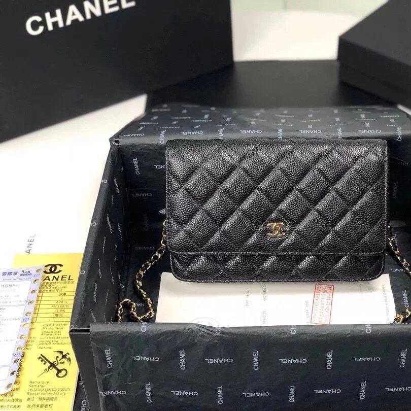 CHANEL CHANEL woc เวอร์ชั่นใหม่หัวเข็มขัดดูด WOC Original Caviar Cowhide หนังแกะกระเป๋าโซ่ปากพนังกระ