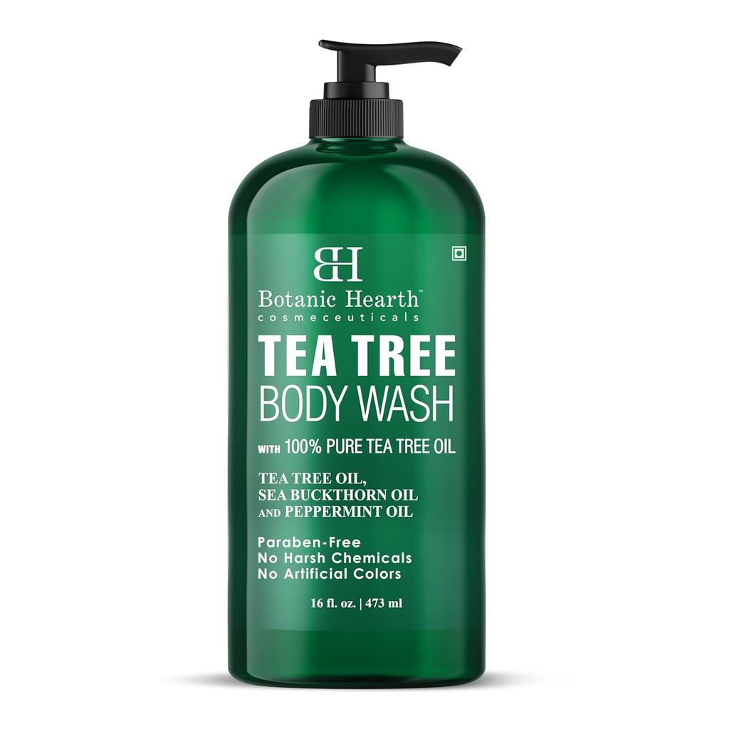 Botanic Hearth Tea Tree Body Wash -16 fl oz- All-Natural Antifung & Odor-Control Shower Gel for Acne