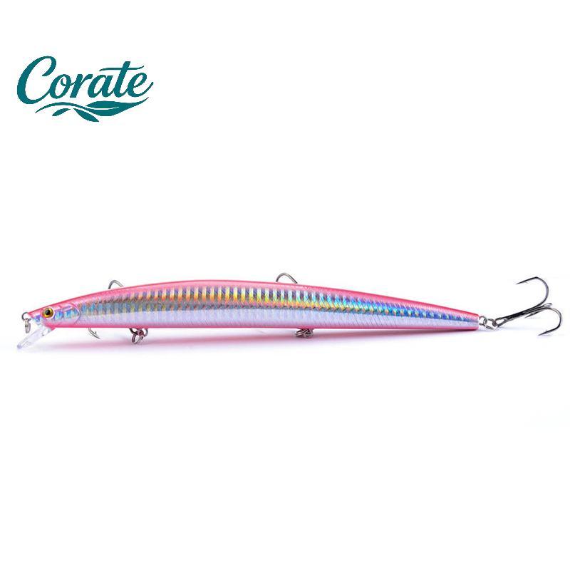 Minnow เหยื่อตกปลาขนาด 18 ซม. 24 กรัม ออกแบบปลายาวใหญ่ มาพร้อมตา 3 มิติและตะขอที่แข็งแกร่ง