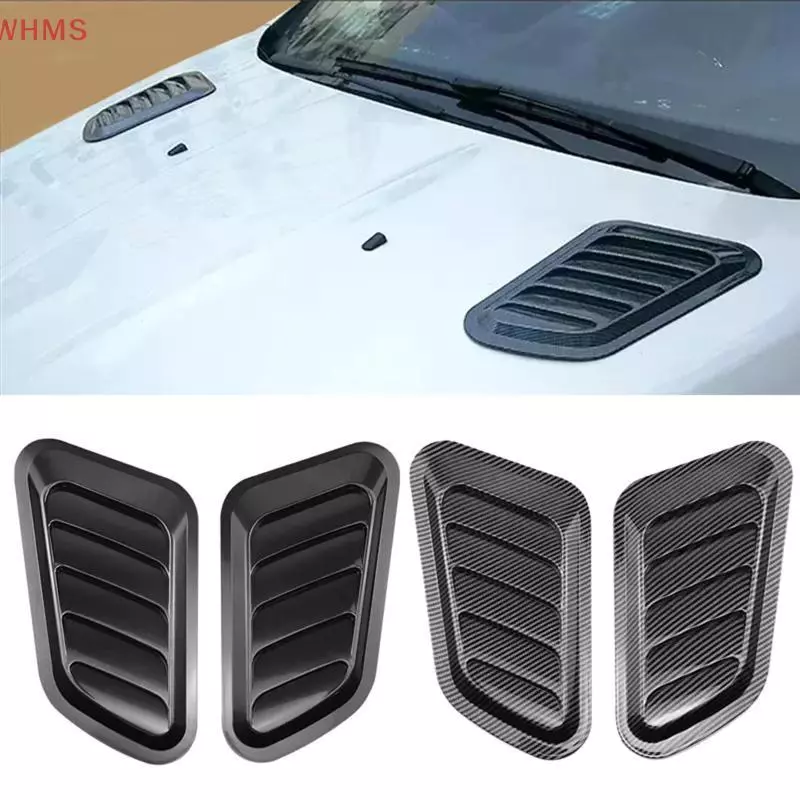 (WHMS) 1/2 ชิ้นรถ Hood Scoop ตกแต่งคาร์บอนไฟเบอร์ Air Vent Cover Universal Fit สําหรับปรับปรุงเครื่องยนต์ Airflow