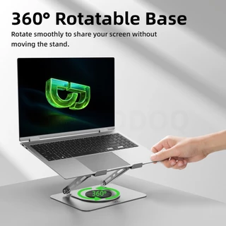 GOOJODOQ 360 ° ขาตั้งแล็ปท็อปหมุนได้ปรับความสูงและมุมพัดลมระบายความร้อนอิสระและแท่นวางขยาย