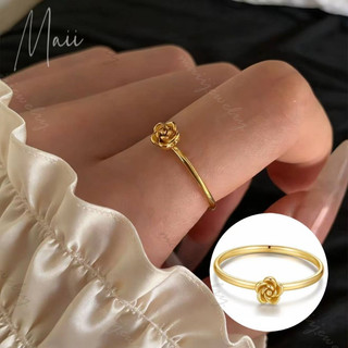 Fashion Stainless Steel Rose Flower Rings Accessories For Women