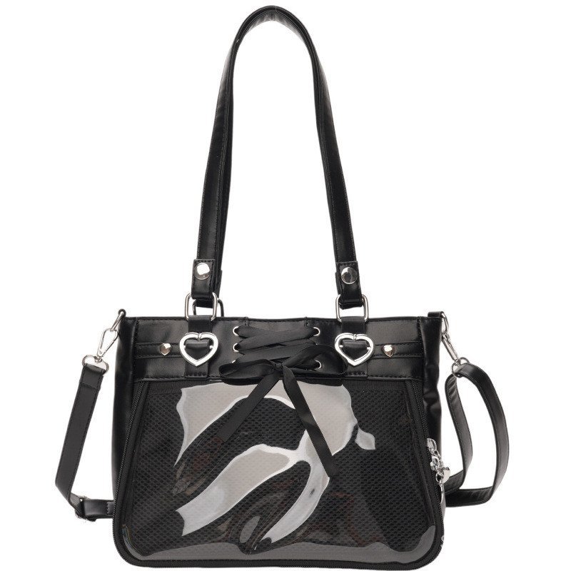 Se.W Itabag กระเป๋าสะพายข้าง Crossbody สําหรับผู้หญิง วัสดุซาตินโปร่งใส ริบบิ้น PU โบว์ Y2k น้ําหนักเบา ความจุเล็ก
