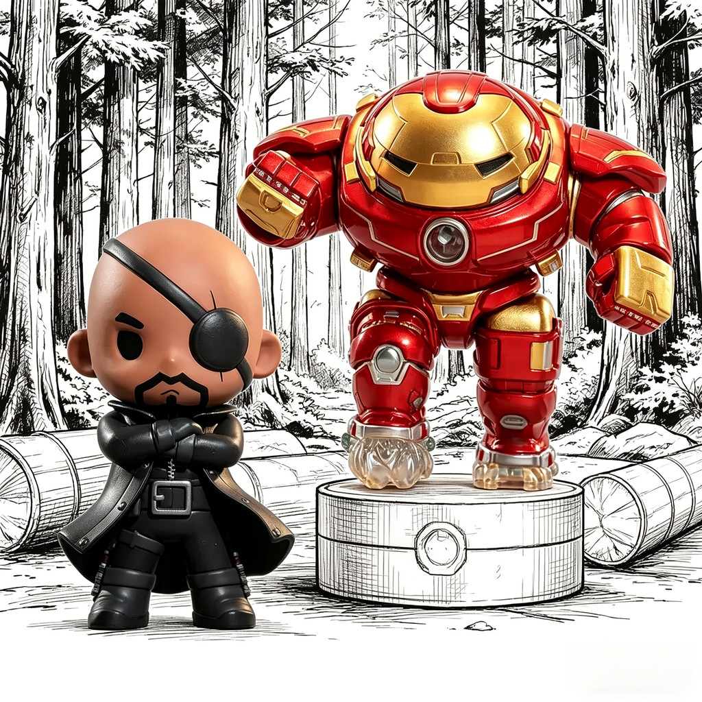 [ความลับ] POPMART Marvel Avengers Classic Series ตกแต่งกล่องของขวัญปริศนาเล่นอินเทรนด์