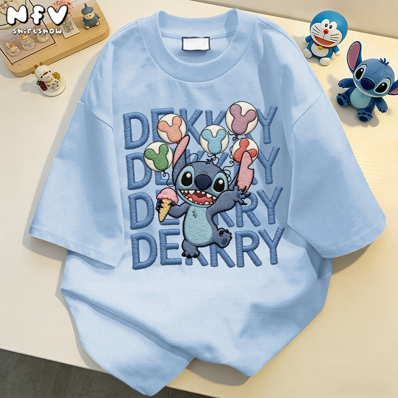 【จัดส่งตลอด 24 ชั่วโมง】NFV ใหม่ล่าสุด Stitch เสื้อยืดทรงหลวมฤดูร้อน cotton100% ใส่สบาย ระบายอากาศ YG4590