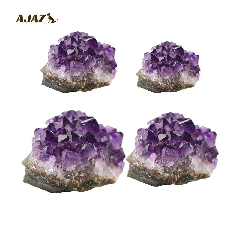 [AJAZ] Unique Natural Amethyst, Crystal Clusters Stone Geode Quartz - สีม่วงเข้ม