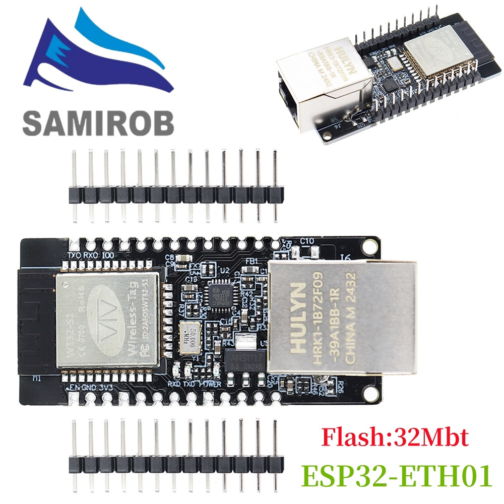 Wt32-eth01 ฝังพอร์ตอนุกรมบลูทูธ WIFI เครือข่ายอีเธอร์เน็ต ESP32 MCU พอร์ตรวม WT32 ETH01 โมดูลไร้สาย