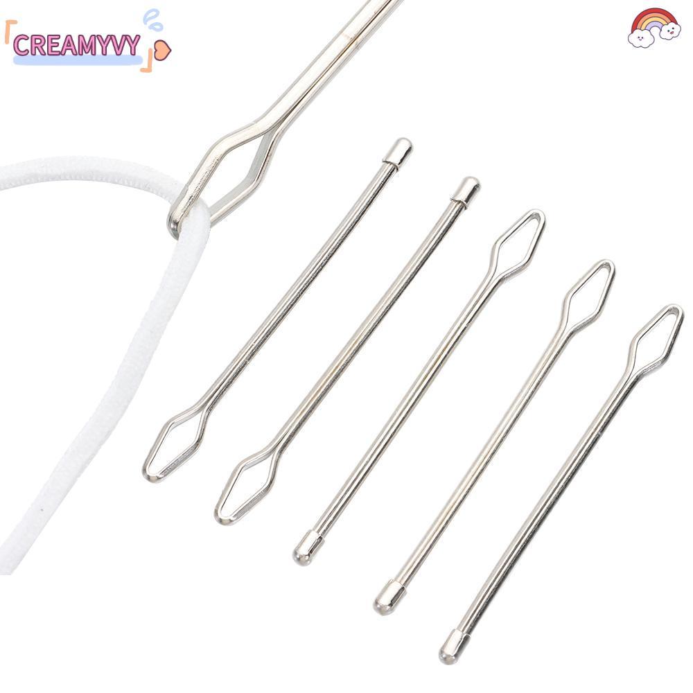 CREAMYVY 5 ชิ้นสวมใส่ Threaders ท่องเที่ยวอุปกรณ์เย็บผ้าเข็มขัดริบบิ้นสวมใส่เครื่องมือคลิปแหนบเชือกยืดหยุ่น Threader