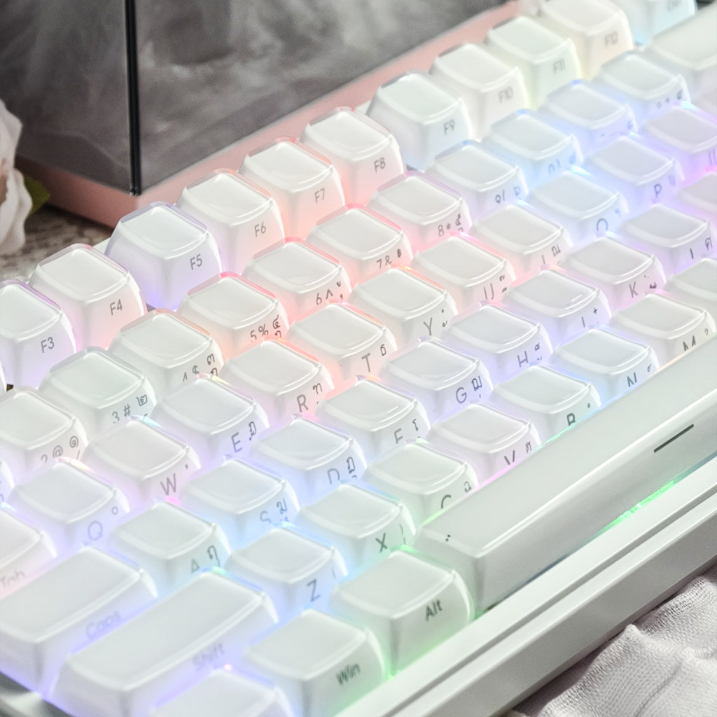 MAIMOOO Jelly Thai Keycap คํา SA โปรไฟล์ 132 คีย์ PC PBT Double Shot พุดดิ้งไทย Keycap สีชมพูสีขาว Jello คริสตัล Keycap