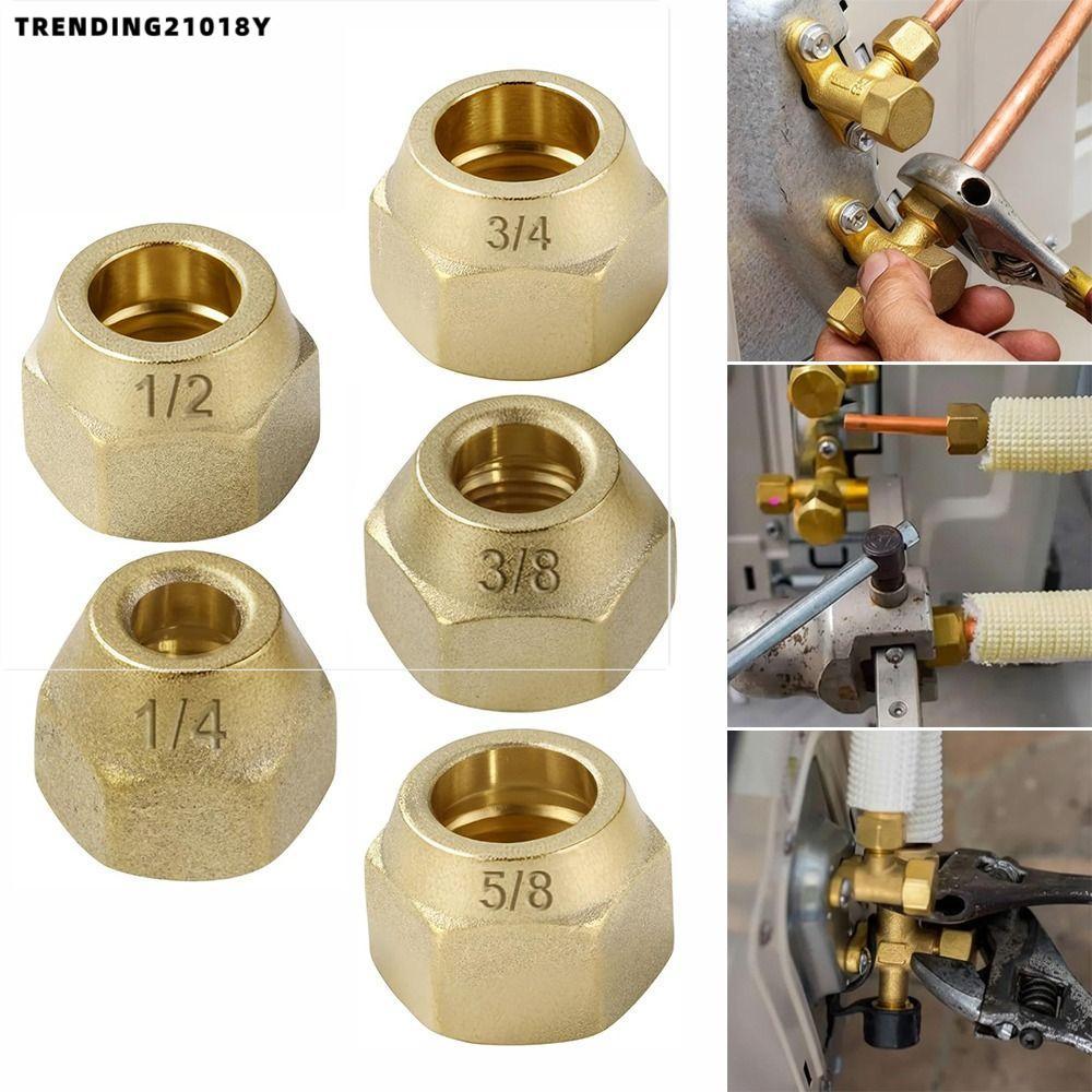 TRENDING21018Y Flare Tube อุปกรณ์, Thicken 5/16" 1/8" 3/4" ทองเหลือง Flare Nut, 1/4 "3/8"1/2" ชิ้นส่