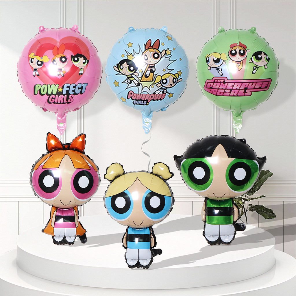 Powerpuff Girls ลูกโป่งฟิล์มอลูมิเนียม ลายการ์ตูน สําหรับงานปาร์ตี้ QDVO